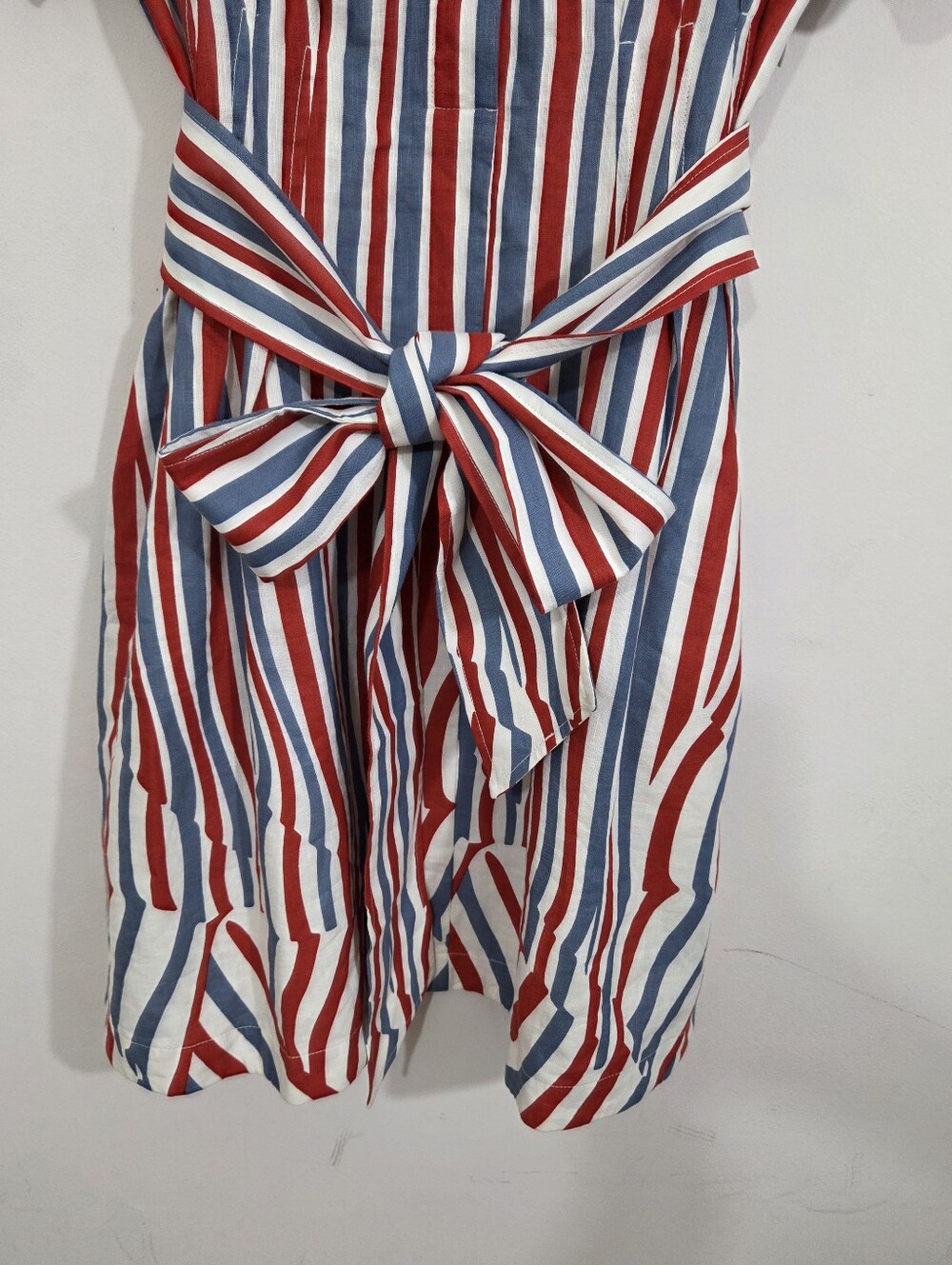 NWT Tuckernuck Mini Callie Dress Americana Wavy Stripe Linen Blend Size Small - Picture 3 of 10